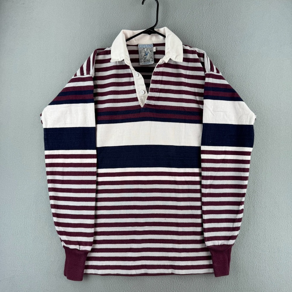 Vintage Lands End Rugby Shirt Mens Large Cotton Long Sleeve Polo Made in USA 90s